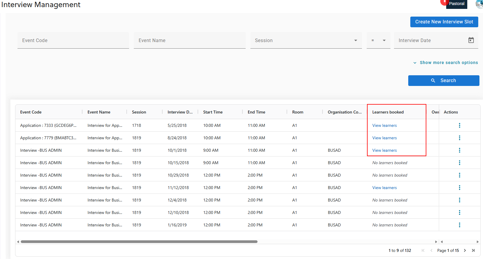 Interview management dashboard